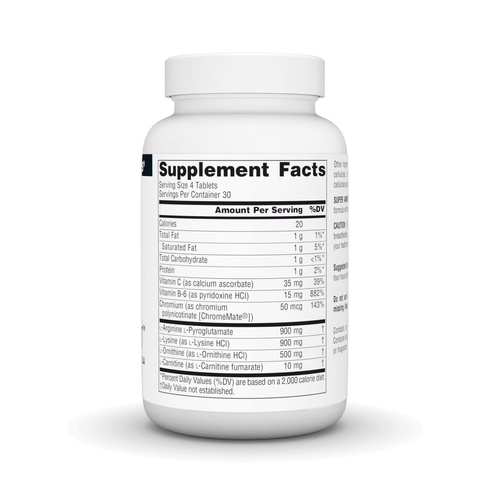 Close-up of Super Amino Night bottle and tablets