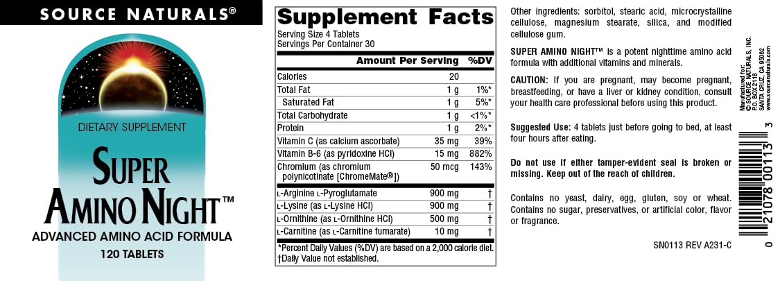 Ingredient highlights: L-Arginine, L-Pyroglutamate, Vitamin B-6