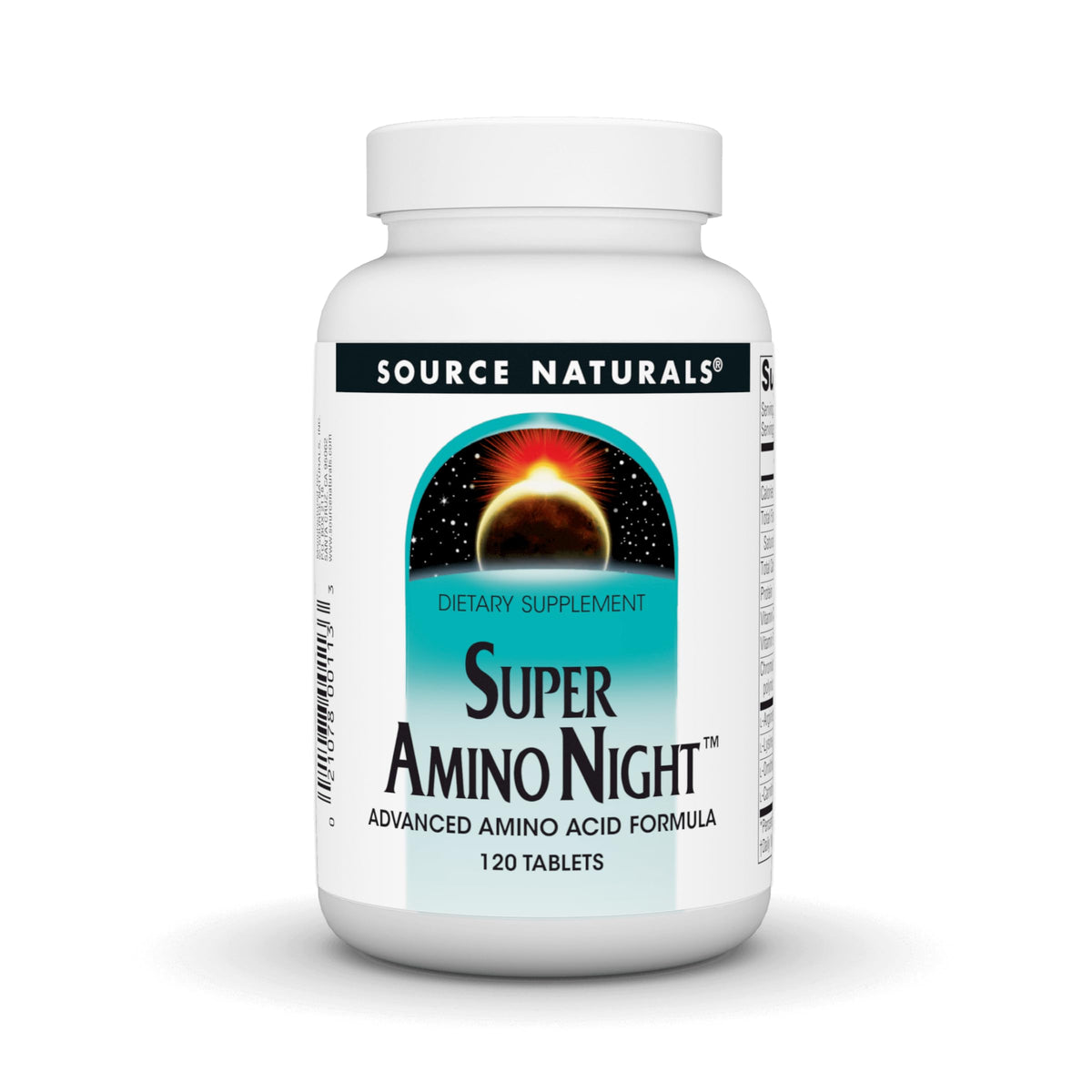 Bottle label for Source Naturals Super Amino Night 240 tablets