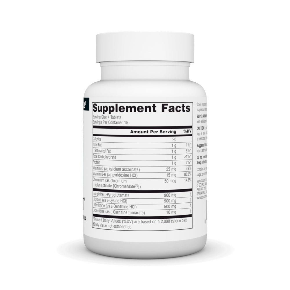 Close up of Source Naturals Super Amino Night label