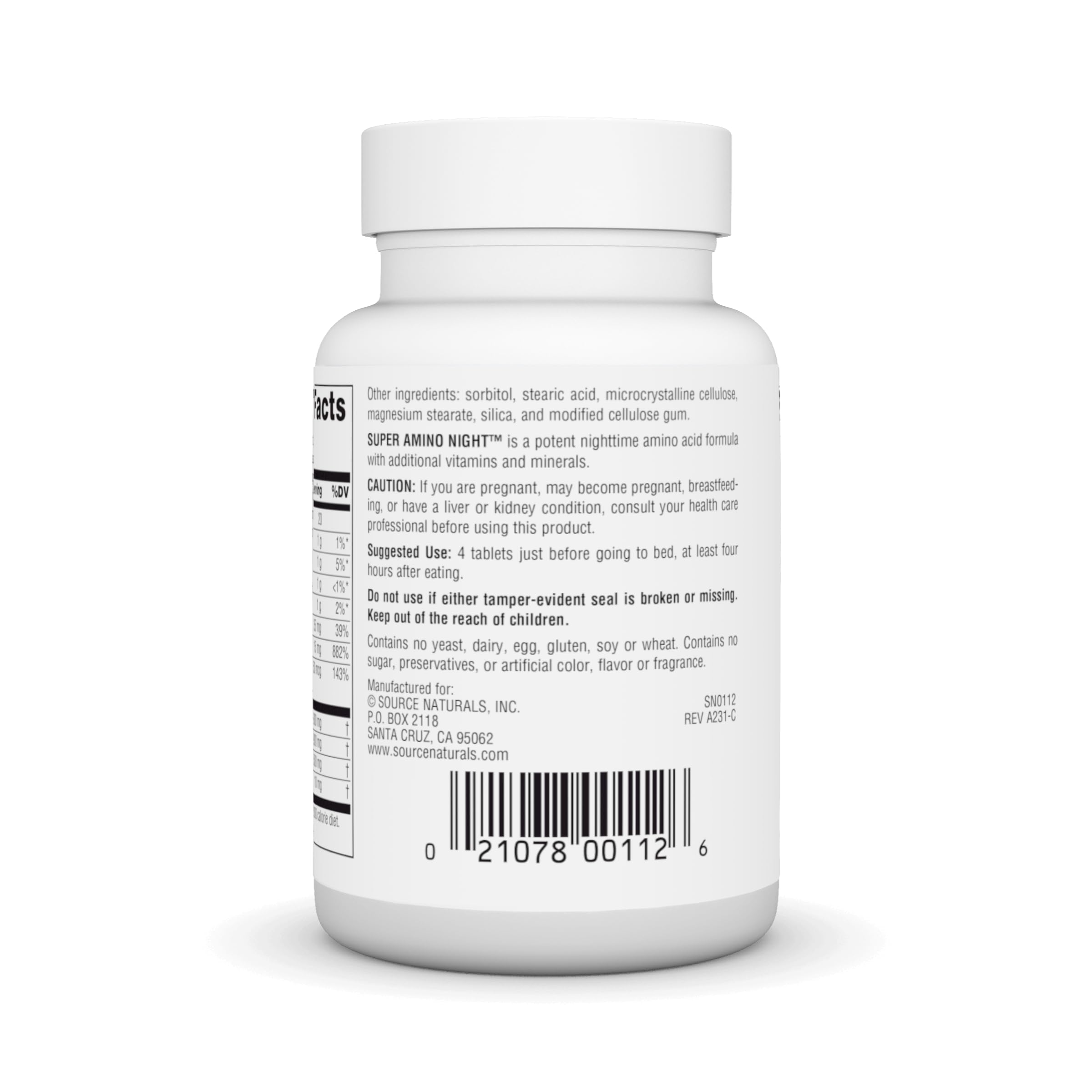 Six capsules of Source Naturals Super Amino Night