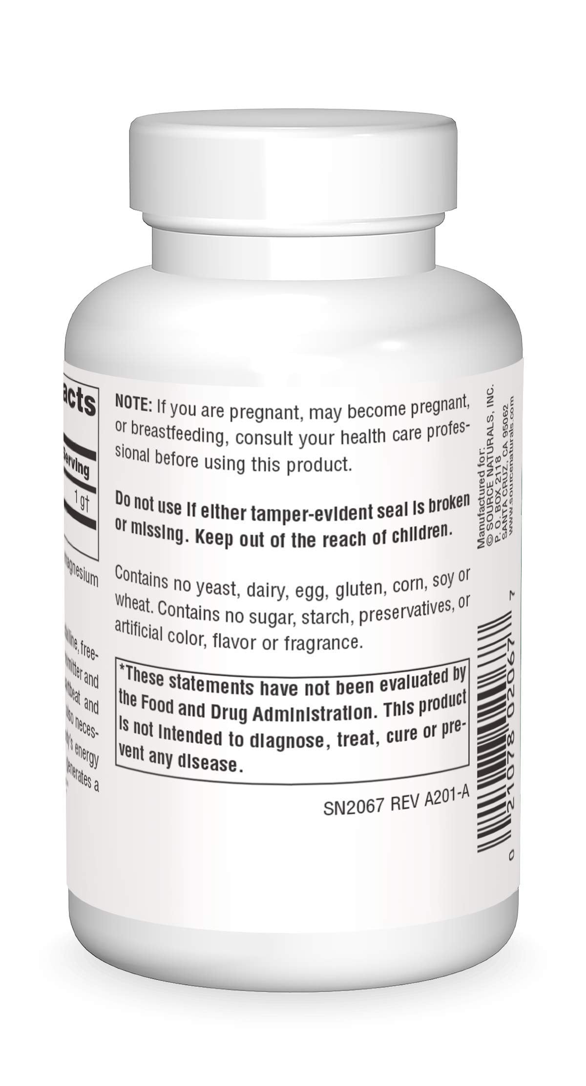 Taurine 1000 mg bottle label close-up