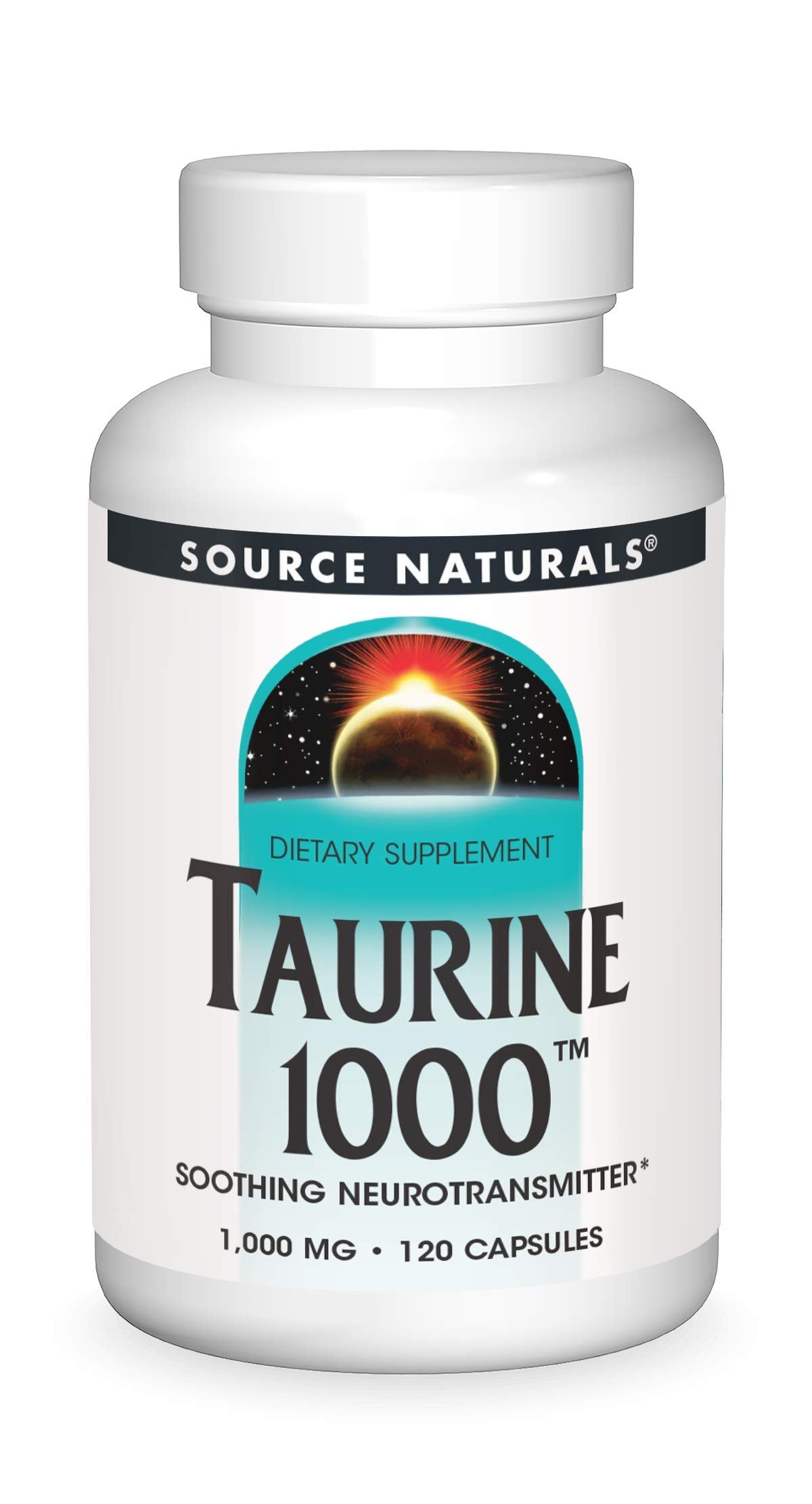 Bottle of Source Naturals Taurine 1000 mg 120 capsules