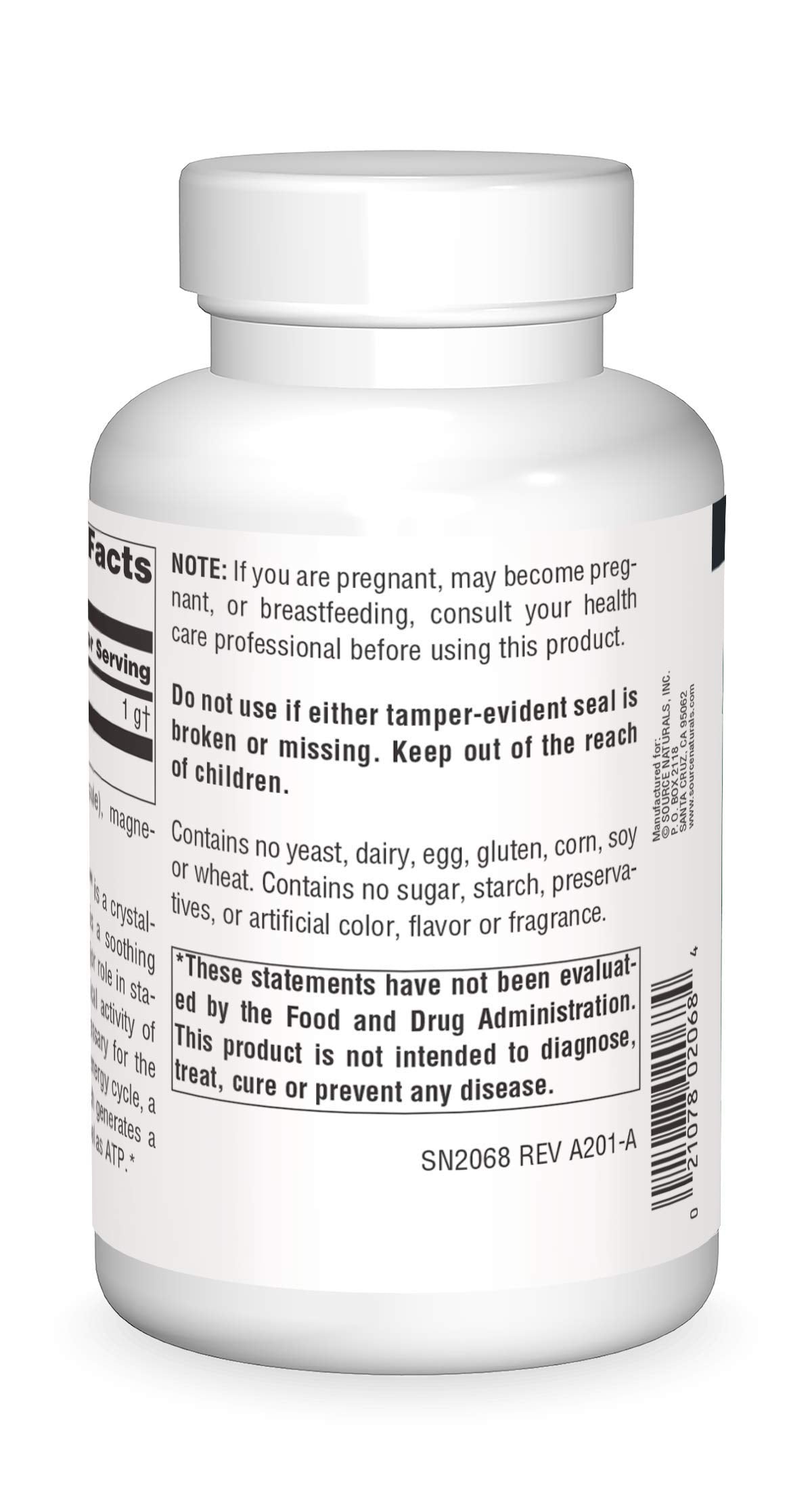 Label for Source Naturals Taurine 1000 mg 120 capsules