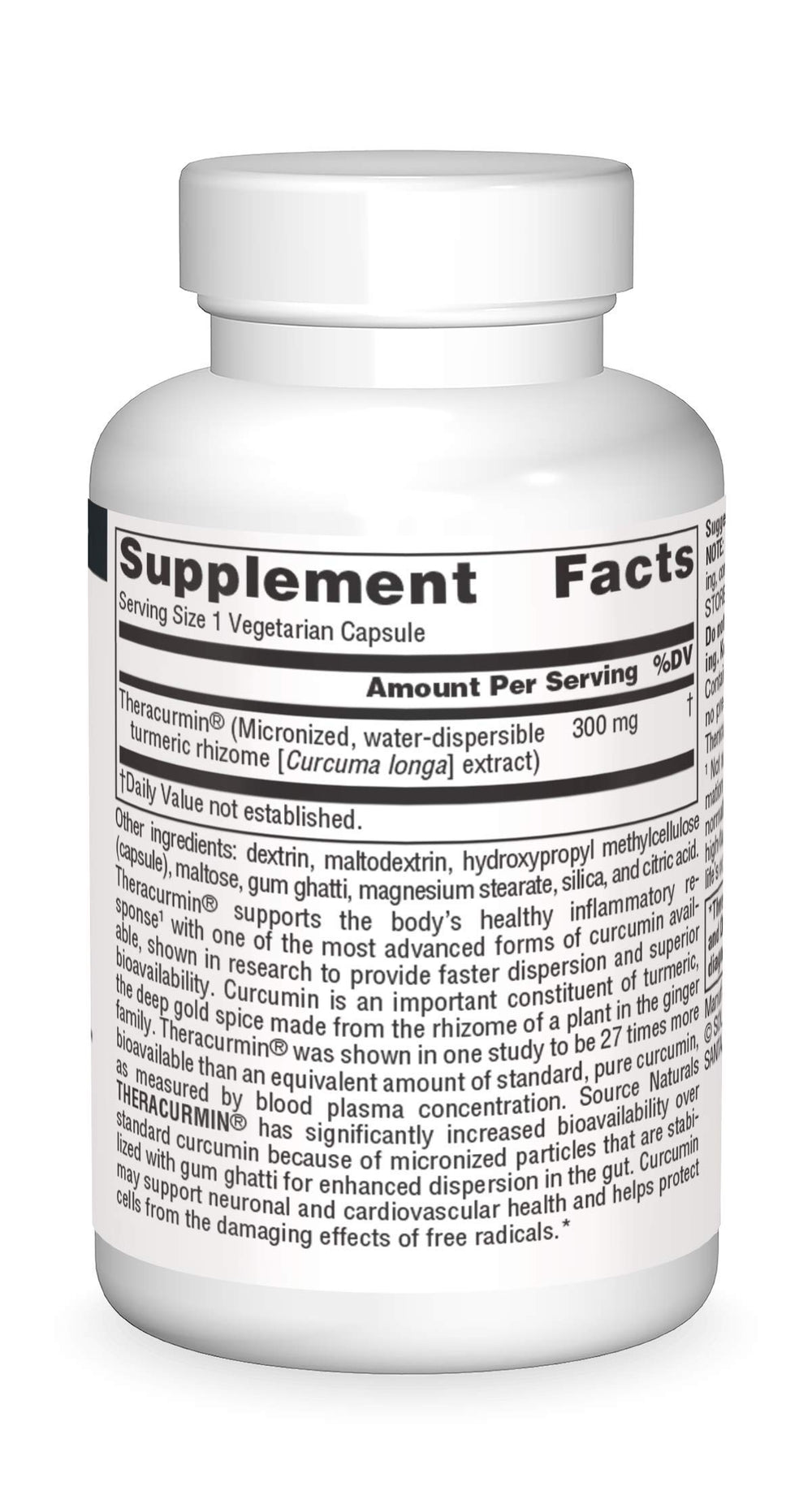Theracurmin 300 mg vegetable capsule product label