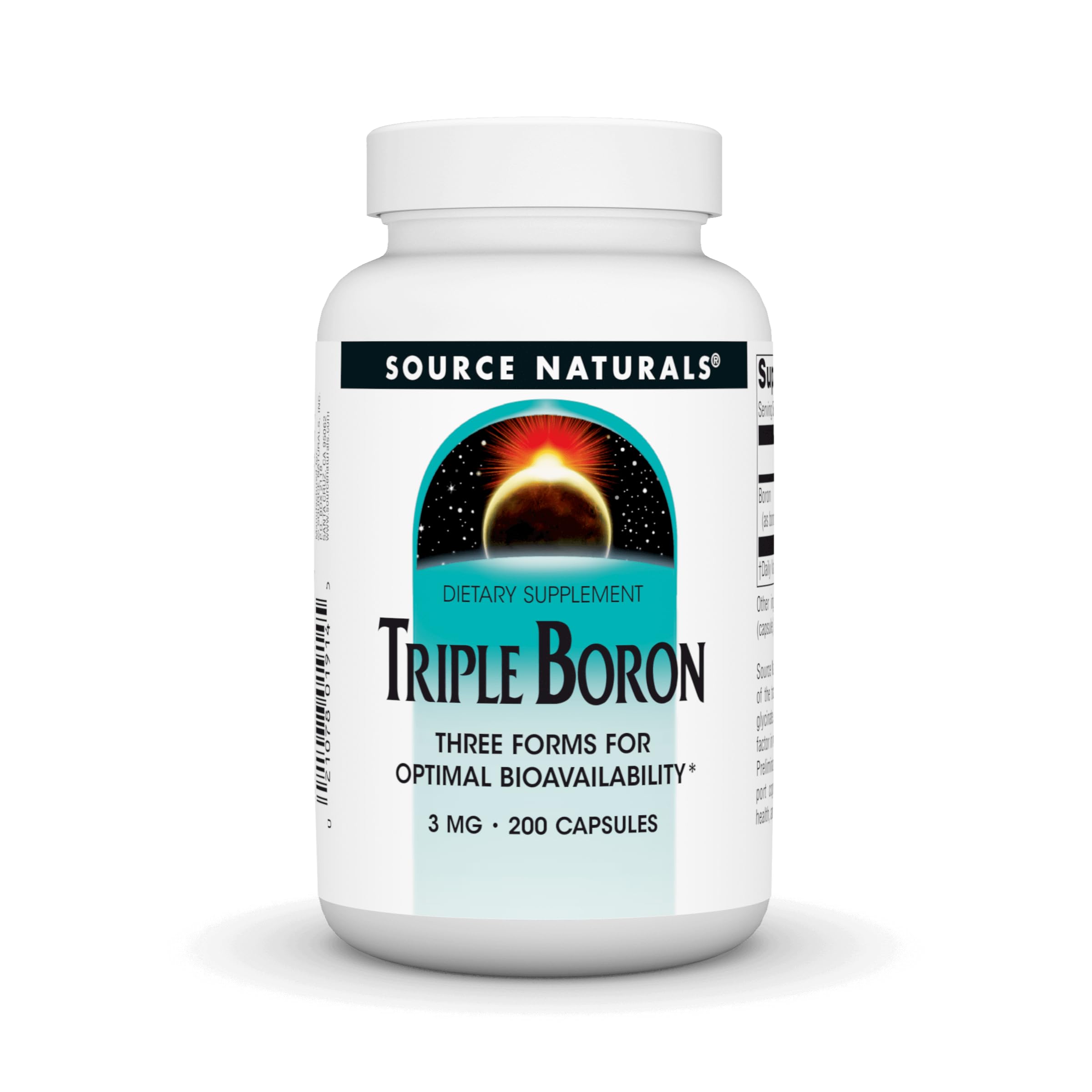Bottle label for Source Naturals Triple Boron