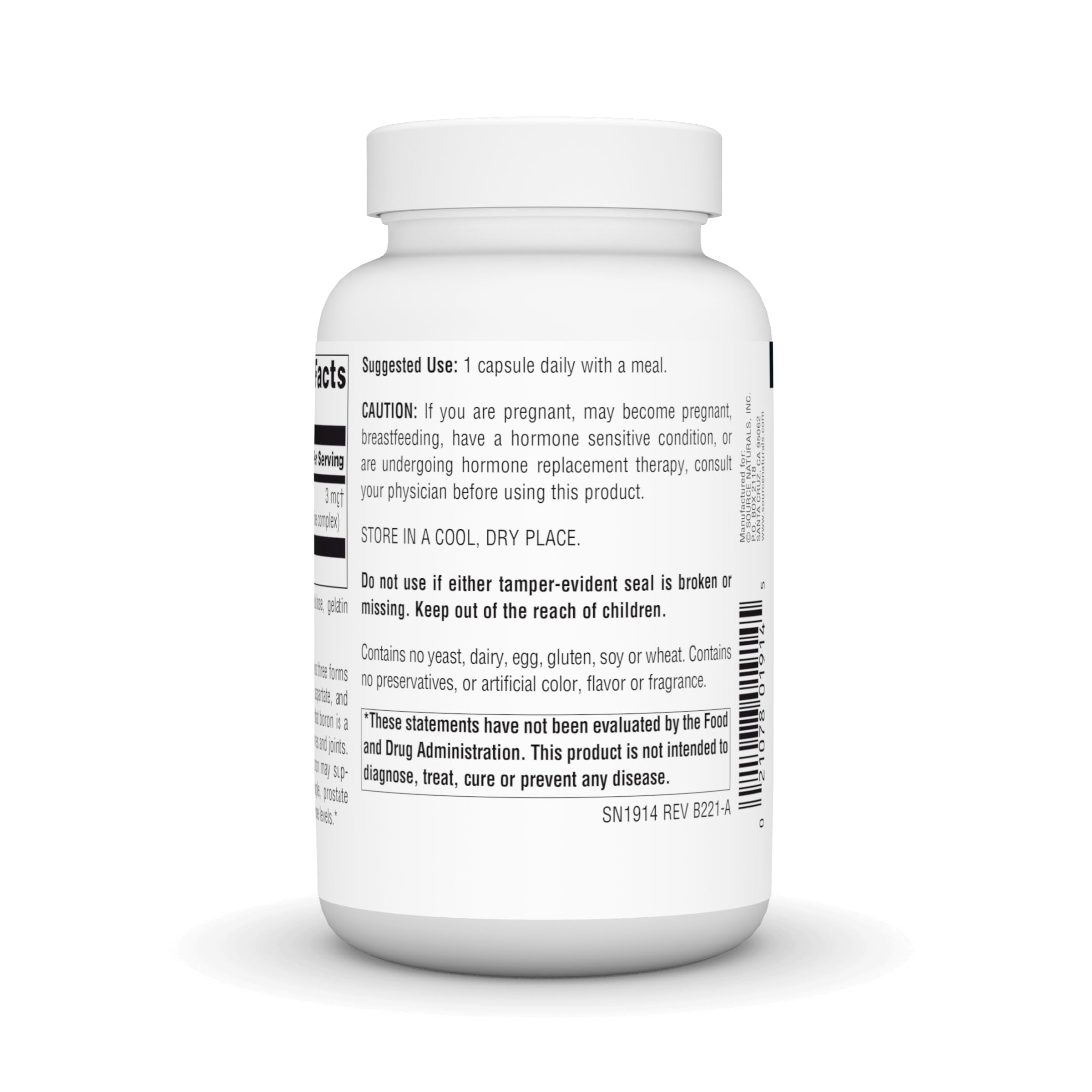 Bottle and packaging of Source Naturals Triple Boron