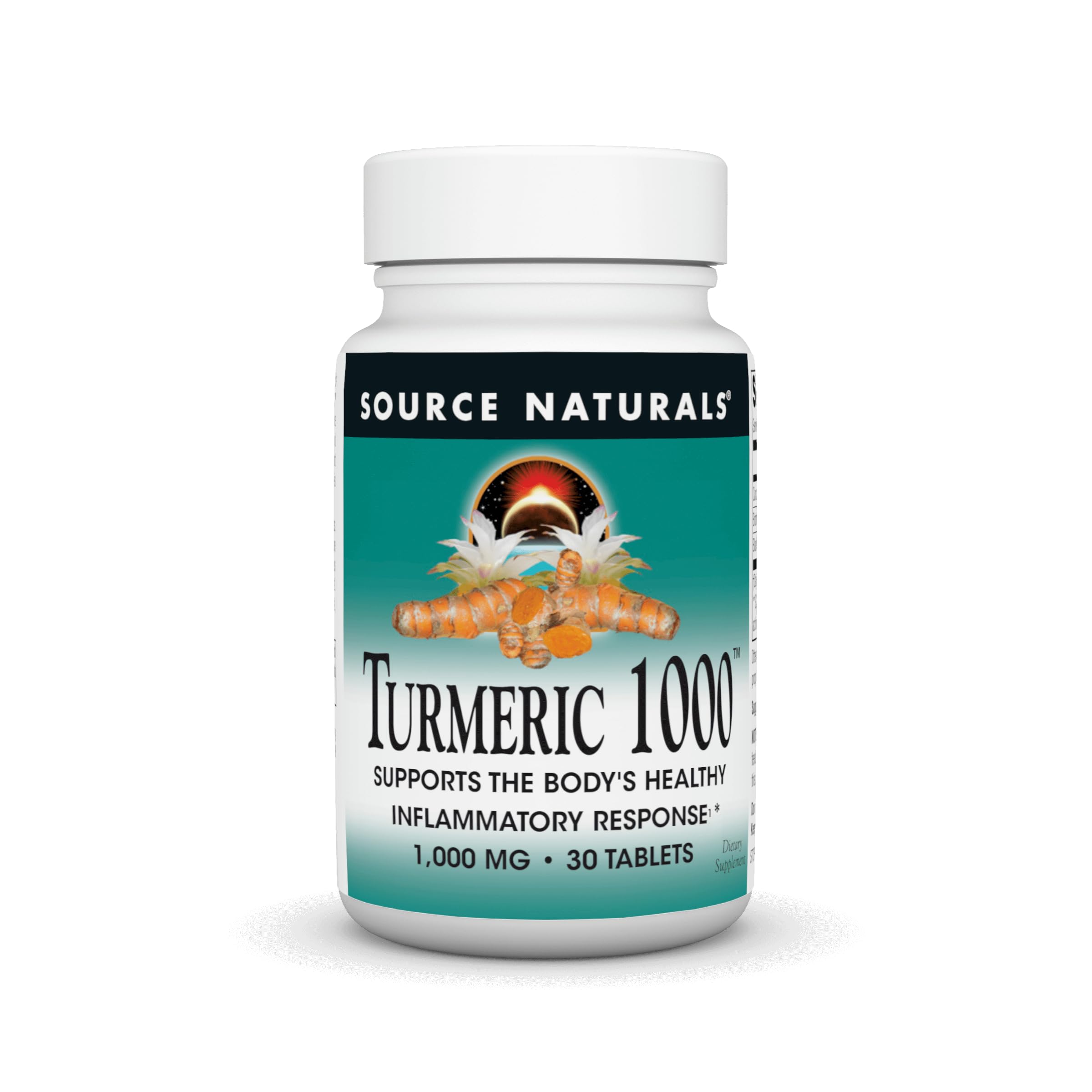 Front view of Source Naturals Turmeric 1000mg bottle