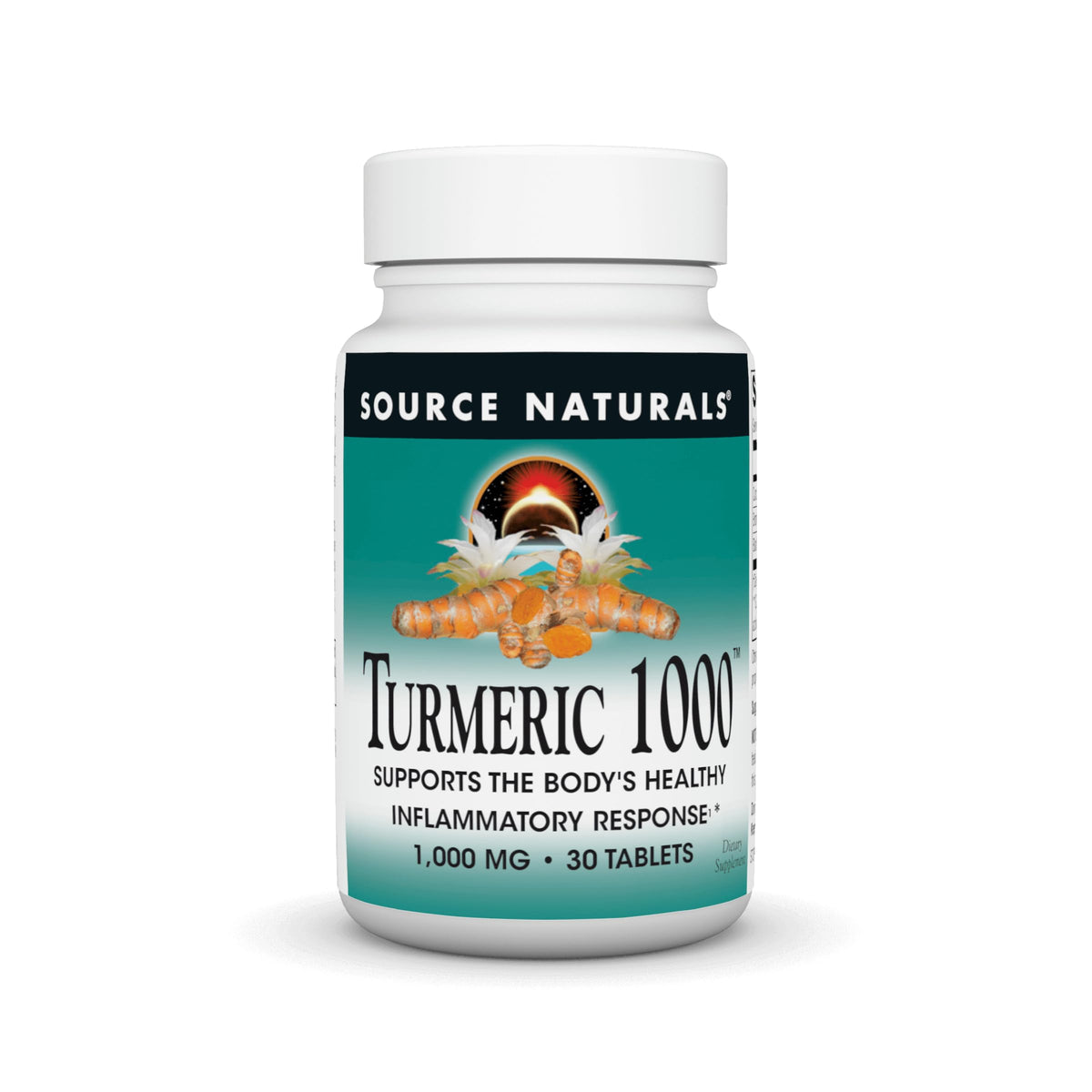 Front view of Source Naturals Turmeric 1000mg bottle