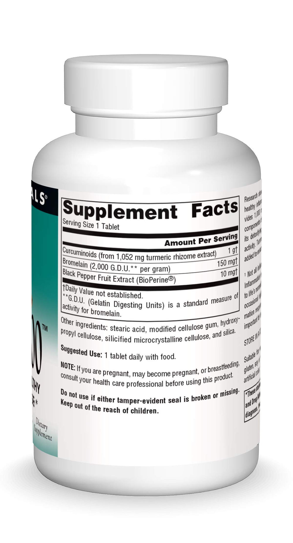 Close-up of product label for Turmeric 1000