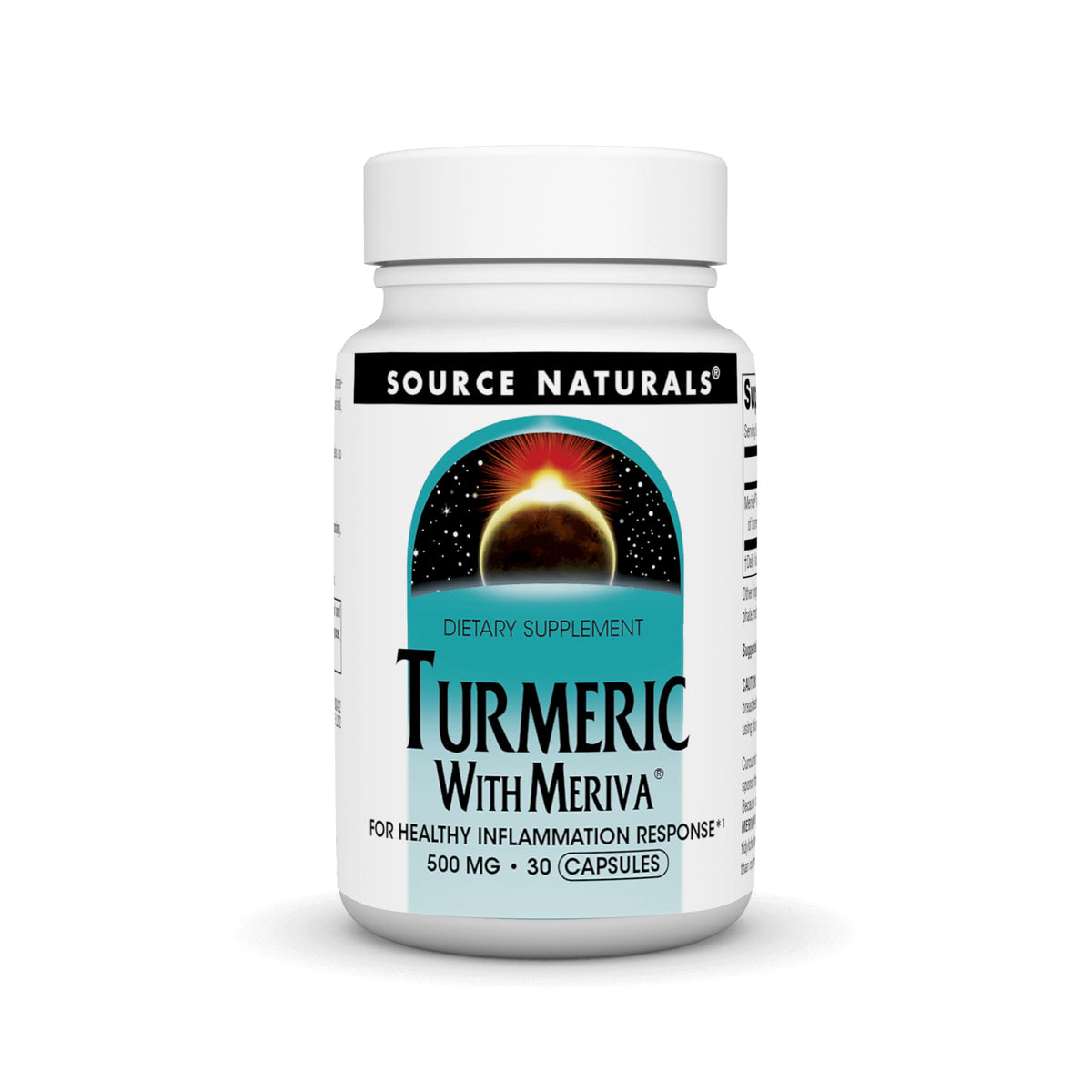 Source Naturals Turmeric with Meriva 500mg bottle – front view