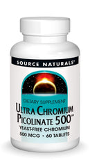 Source Naturals Ultra Chromium Picolinate 500 mcg bottle with 60 tablets