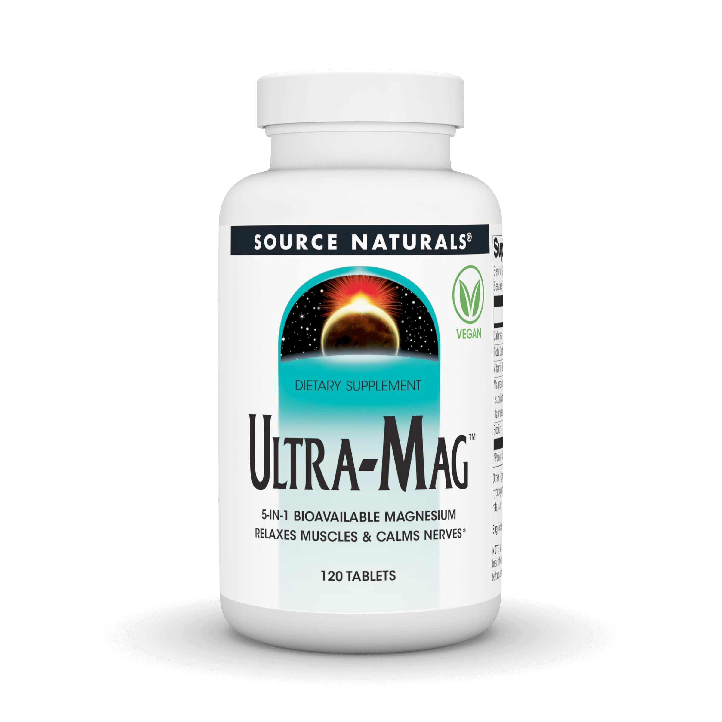 Front view of Source Naturals Ultra-Mag label on bottle