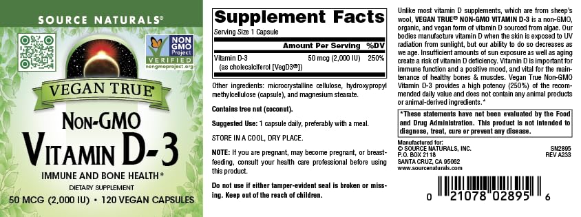Back of bottle showing supplement facts
