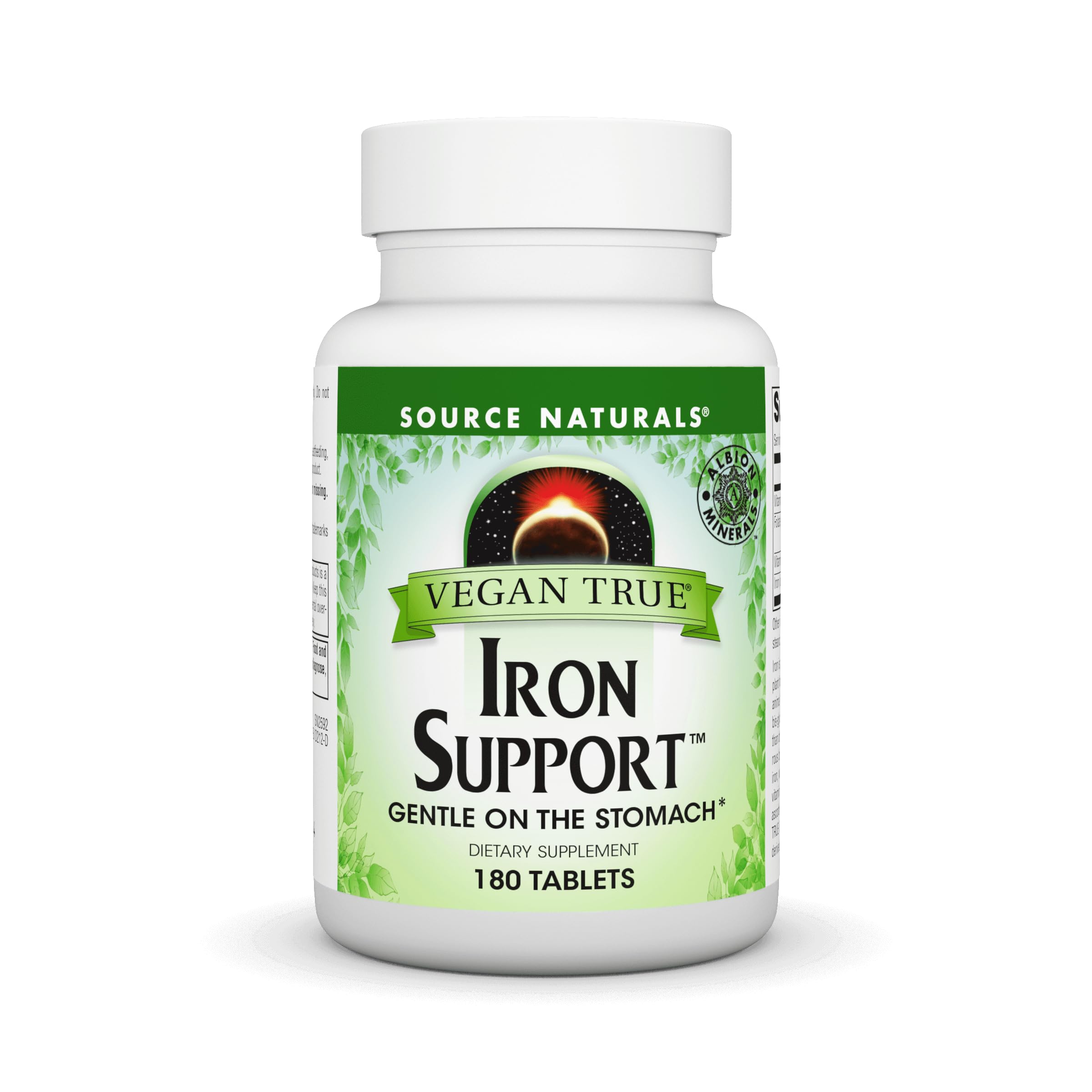 Source Naturals Vegan True Iron Support bottle with 180 tablets