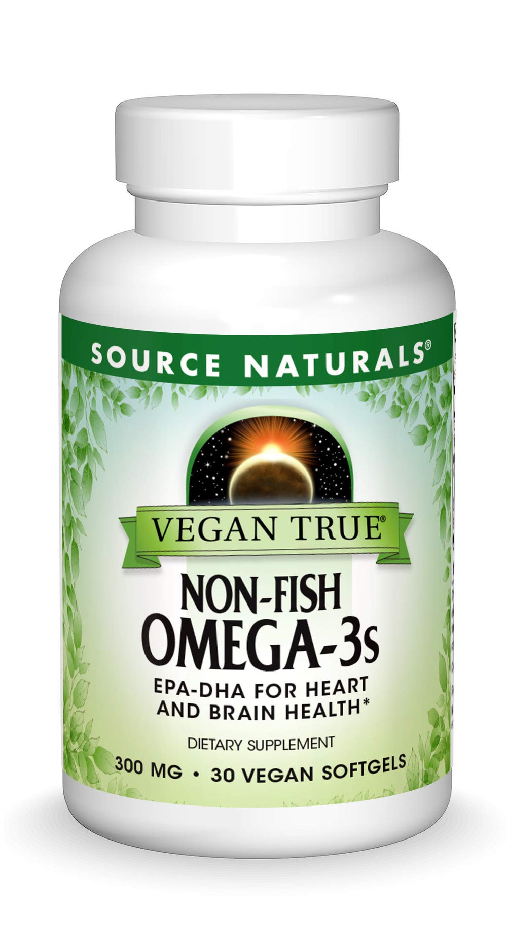 Front view of Source Naturals Vegan True Omega-3s bottle