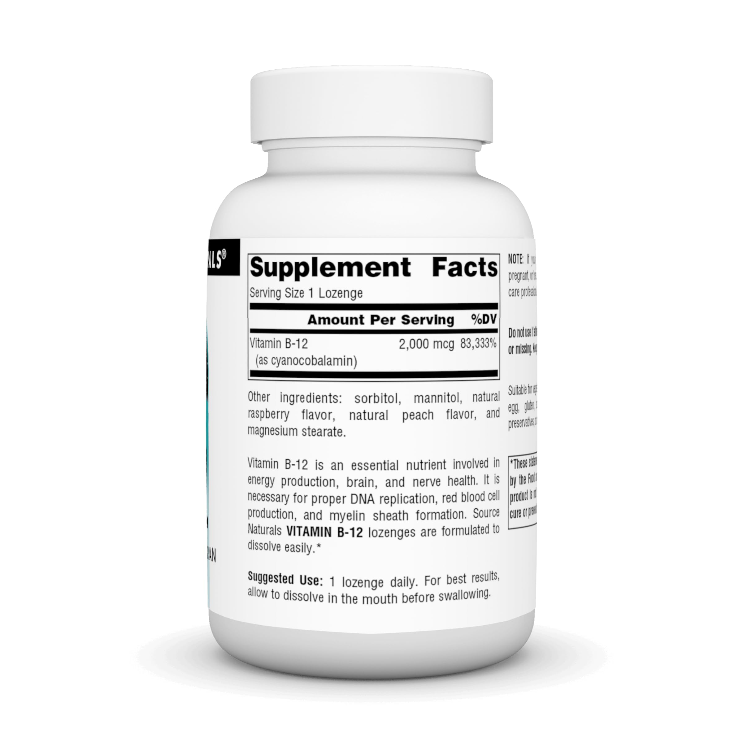 Vitamin B-12 lozenge dissolving in mouth
