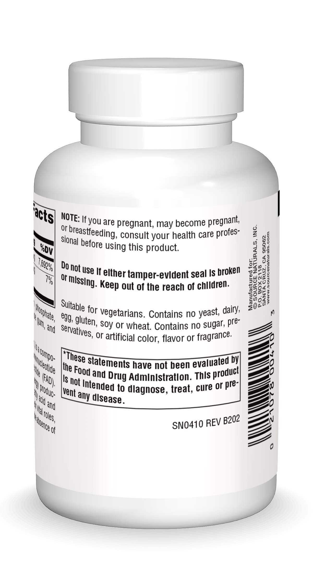 Label detail showing Vitamin B-2 Riboflavin 100 mg