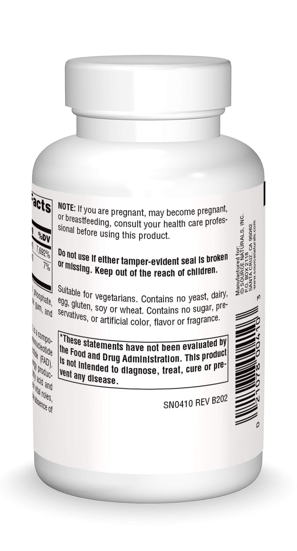 Label detail showing Vitamin B-2 Riboflavin 100 mg