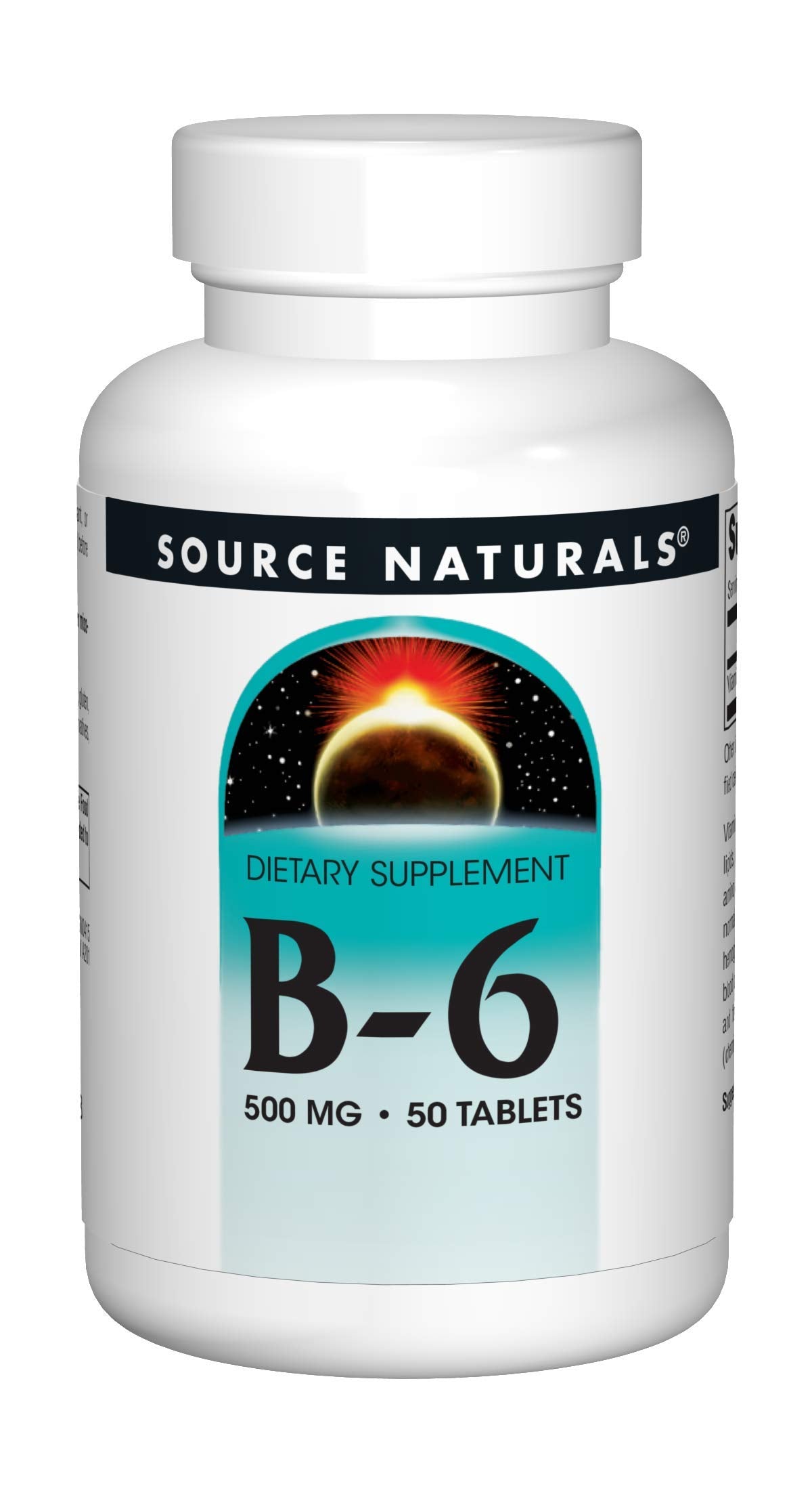 Source Naturals Vitamin B-6 500 mg bottle – front view