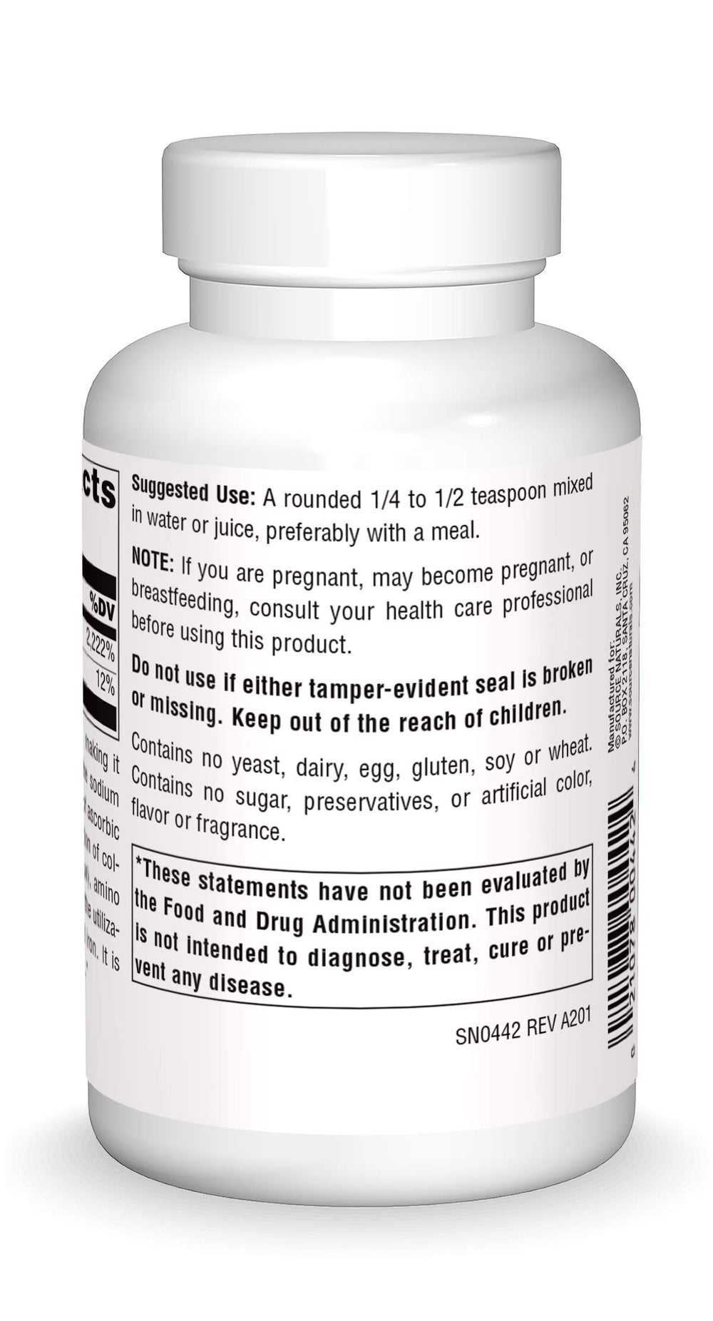 Close-up of sodium ascorbate crystals