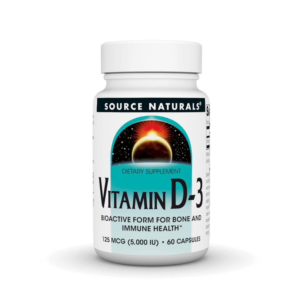 Bottle label for Source Naturals Vitamin D-3 5000 IU