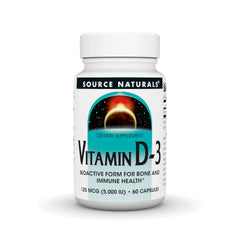 Bottle label for Source Naturals Vitamin D-3 5000 IU
