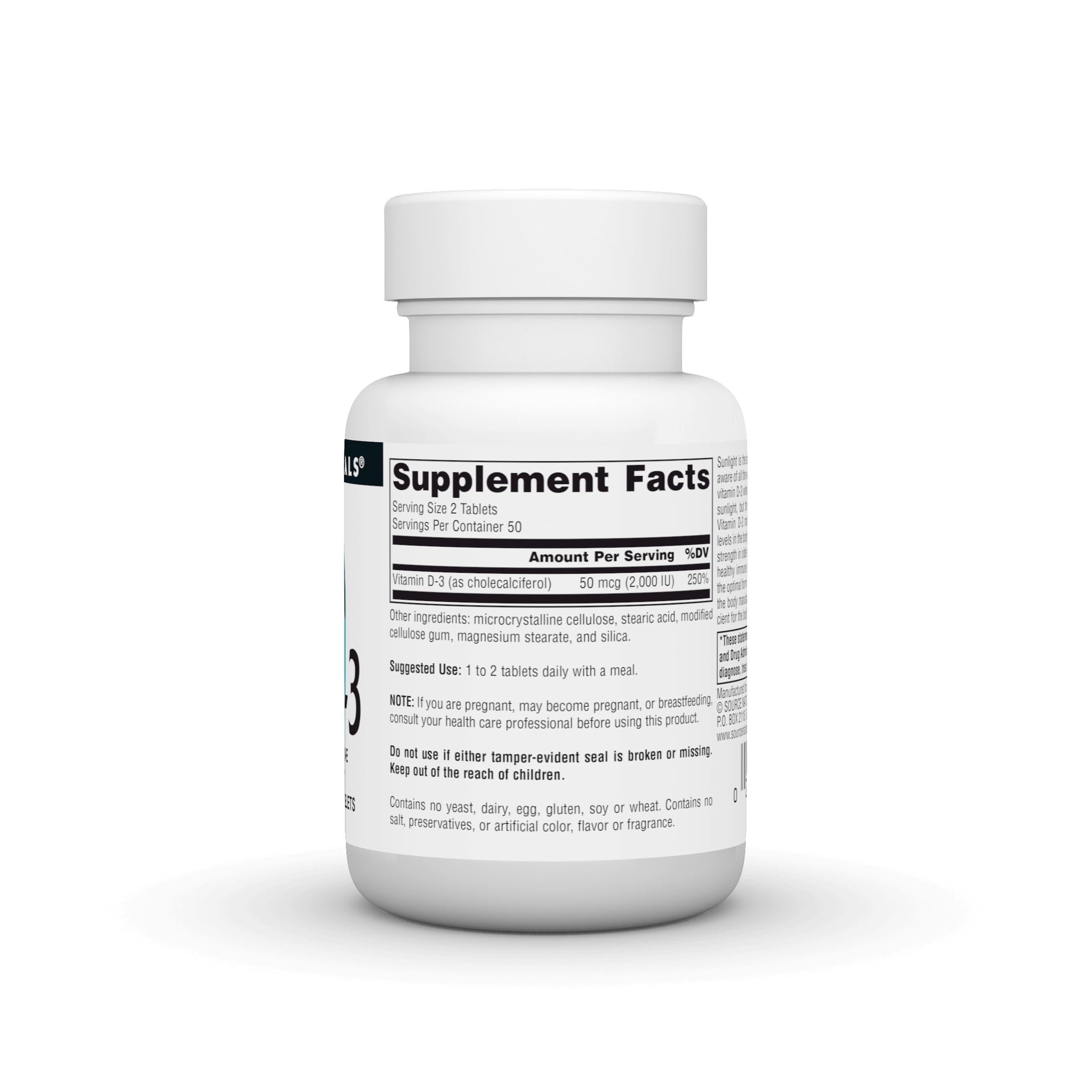 Dosage information on Vitamin D-3 bottle label