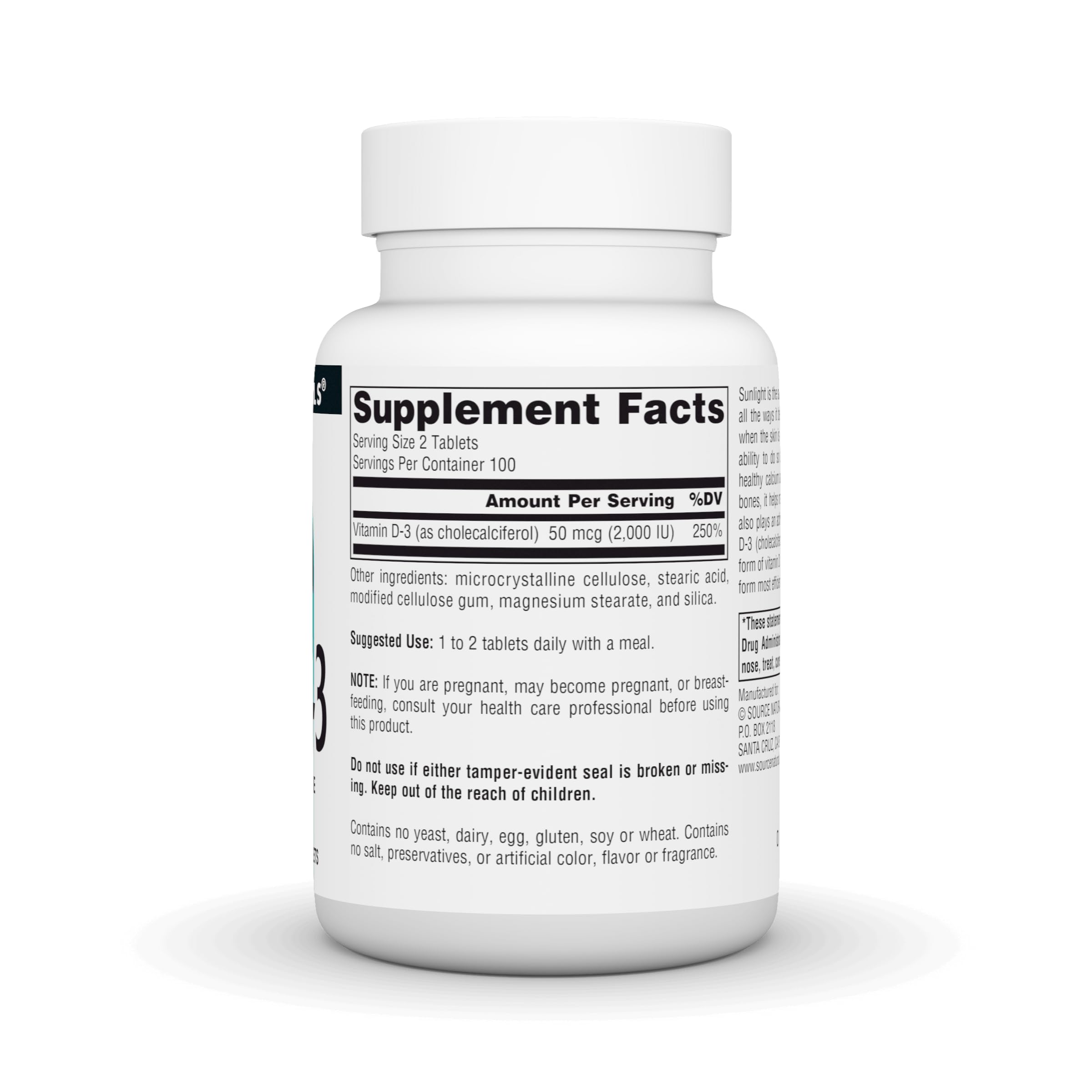 Bottle with Vitamin D-3 1000 IU label