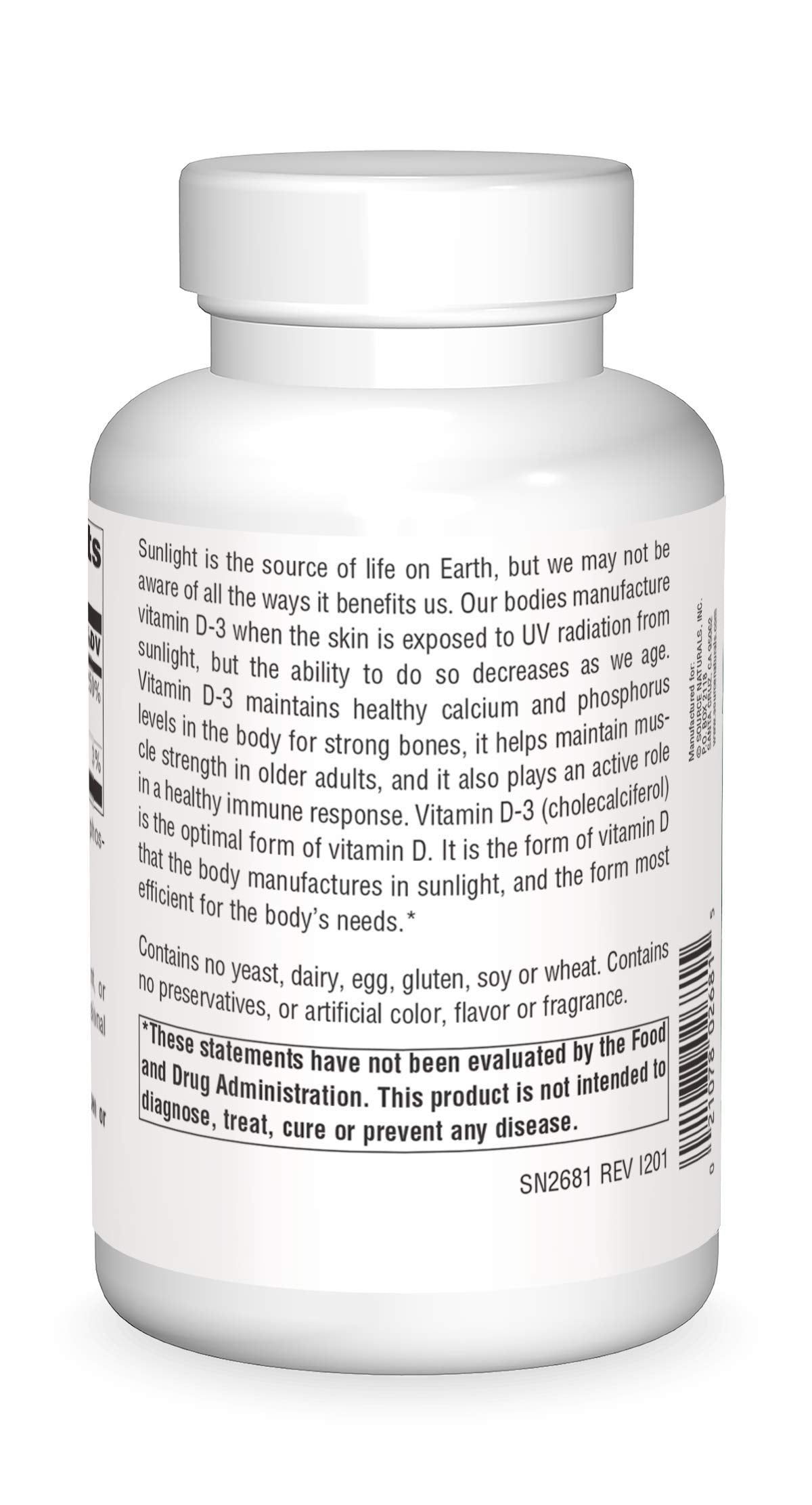 Back label with supplement facts and ingredients