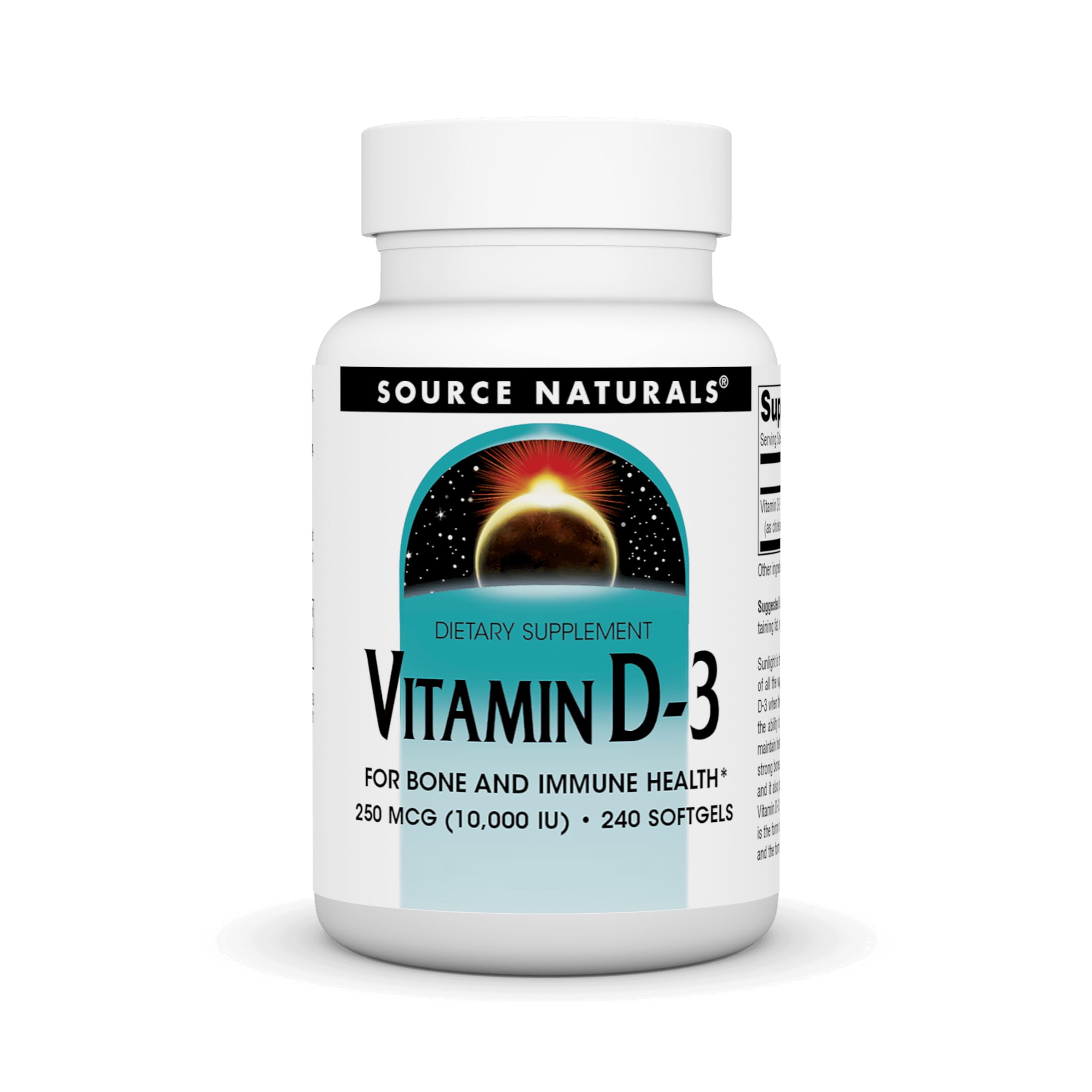 Source Naturals Vitamin D-3 bottle with 240 softgels