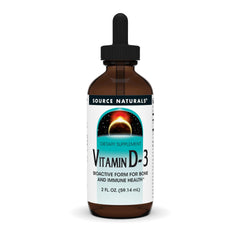 Front view of Source Naturals Vitamin D-3 Liquid Drops bottle