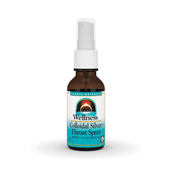 Front view of Source Naturals Wellness Colloidal Silver Throat Spray 1 fl oz bottle