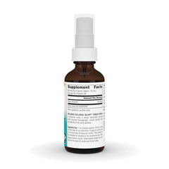 Close-up of spray nozzle and label on Colloidal Silver Throat Spray bottle