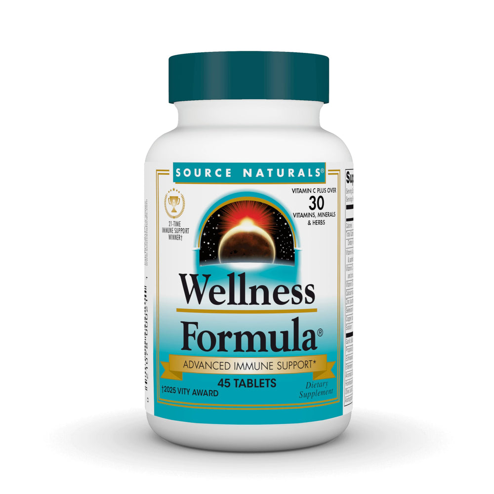 Bottle of Source Naturals Wellness Formula with label visible