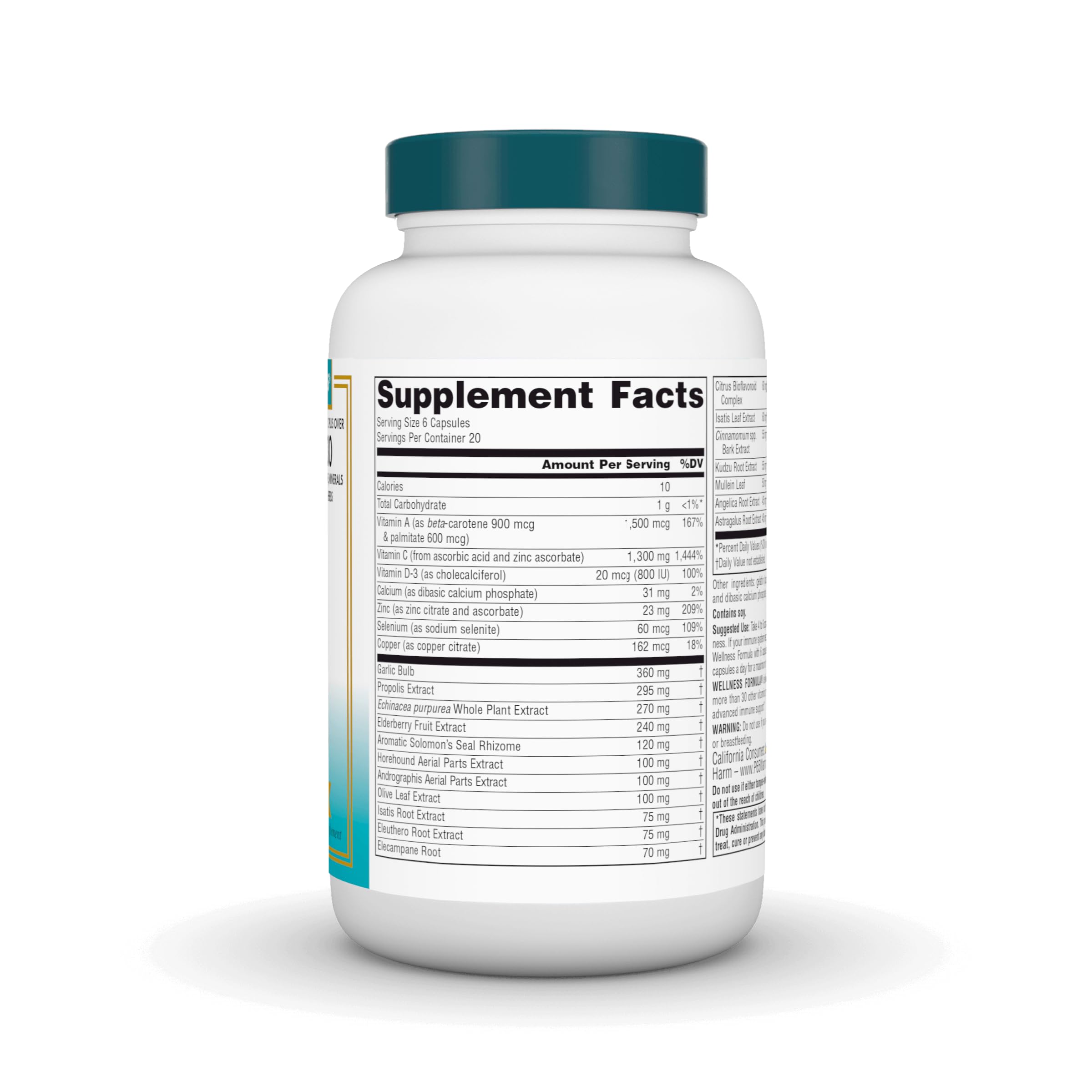 Ingredients panel for Wellness Formula Immune Support