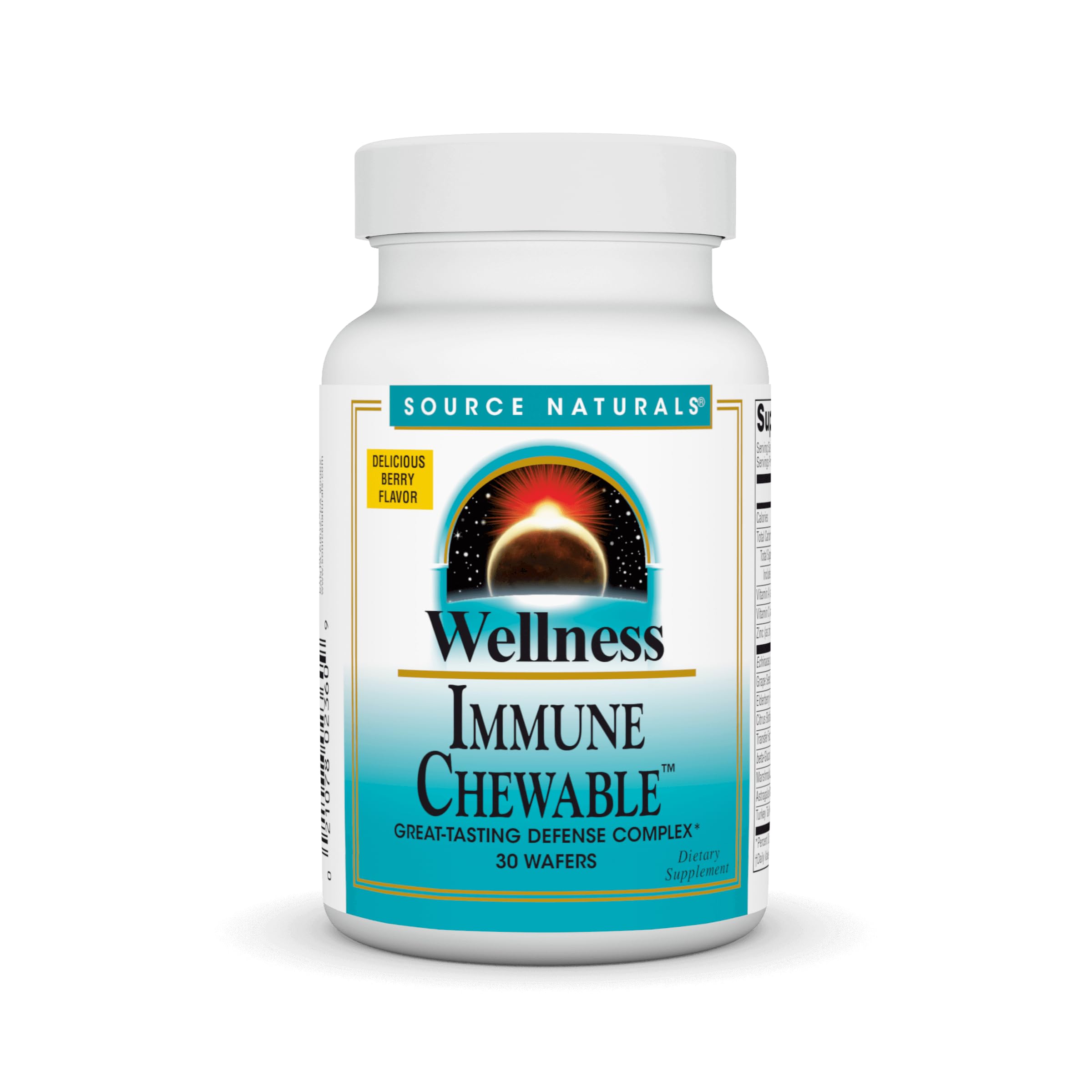 Front view of Source Naturals Wellness Immune Chewable Defense Complex* bottle
