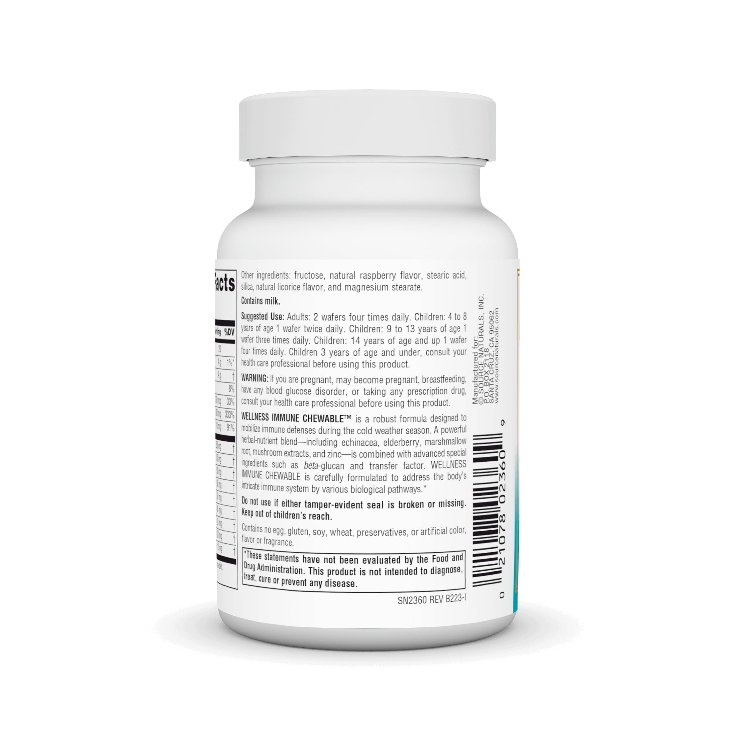 Close-up of ingredients and nutrition information