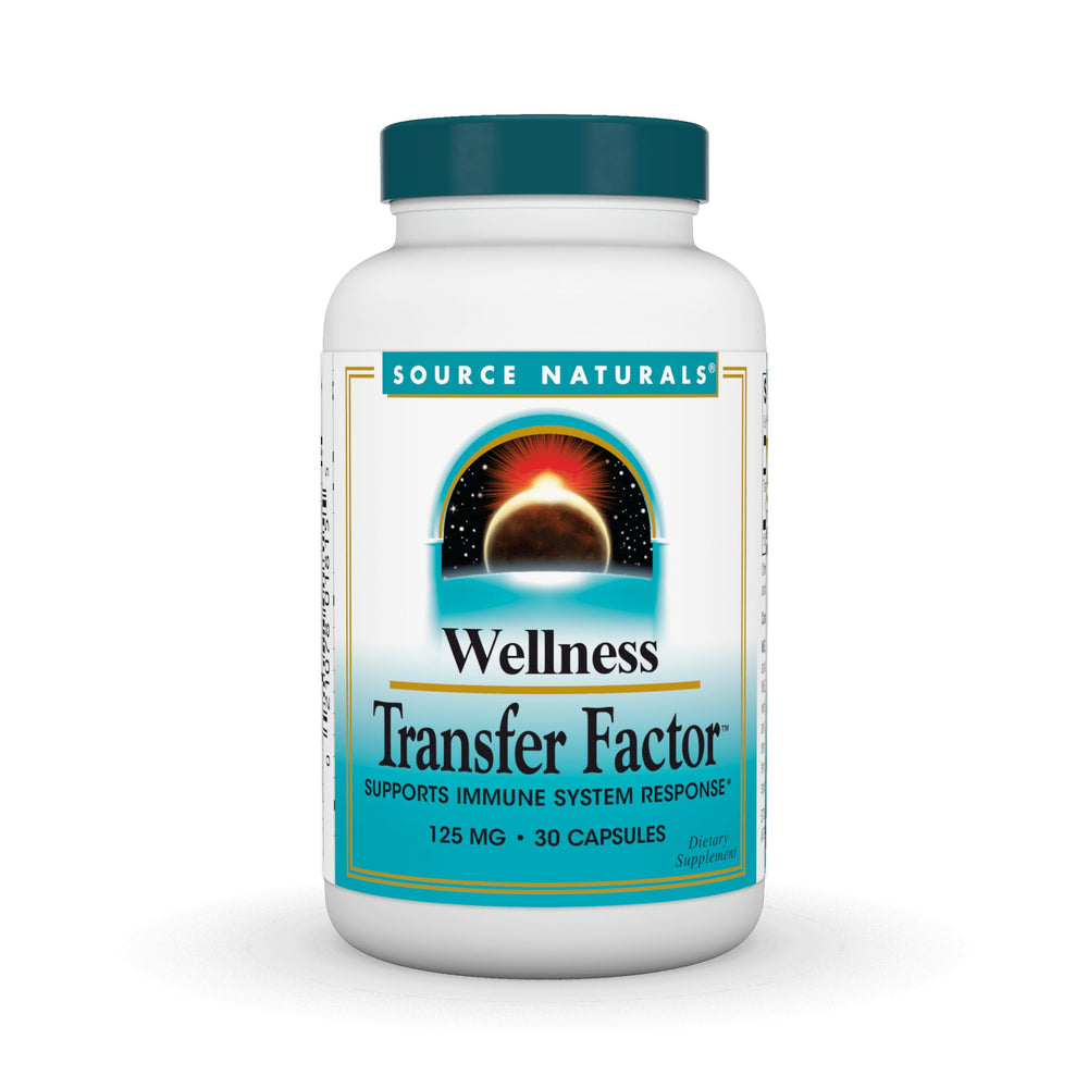 Bottle of Source Naturals Wellness Transfer Factor 125mg 30 capsules