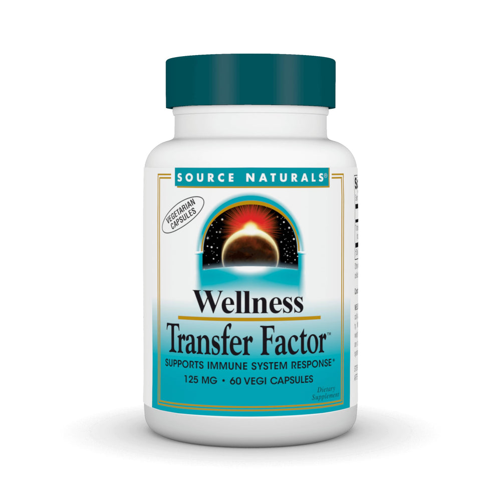 Bottle of Source Naturals Wellness Transfer Factor 125 mg 60 vegetarian capsules