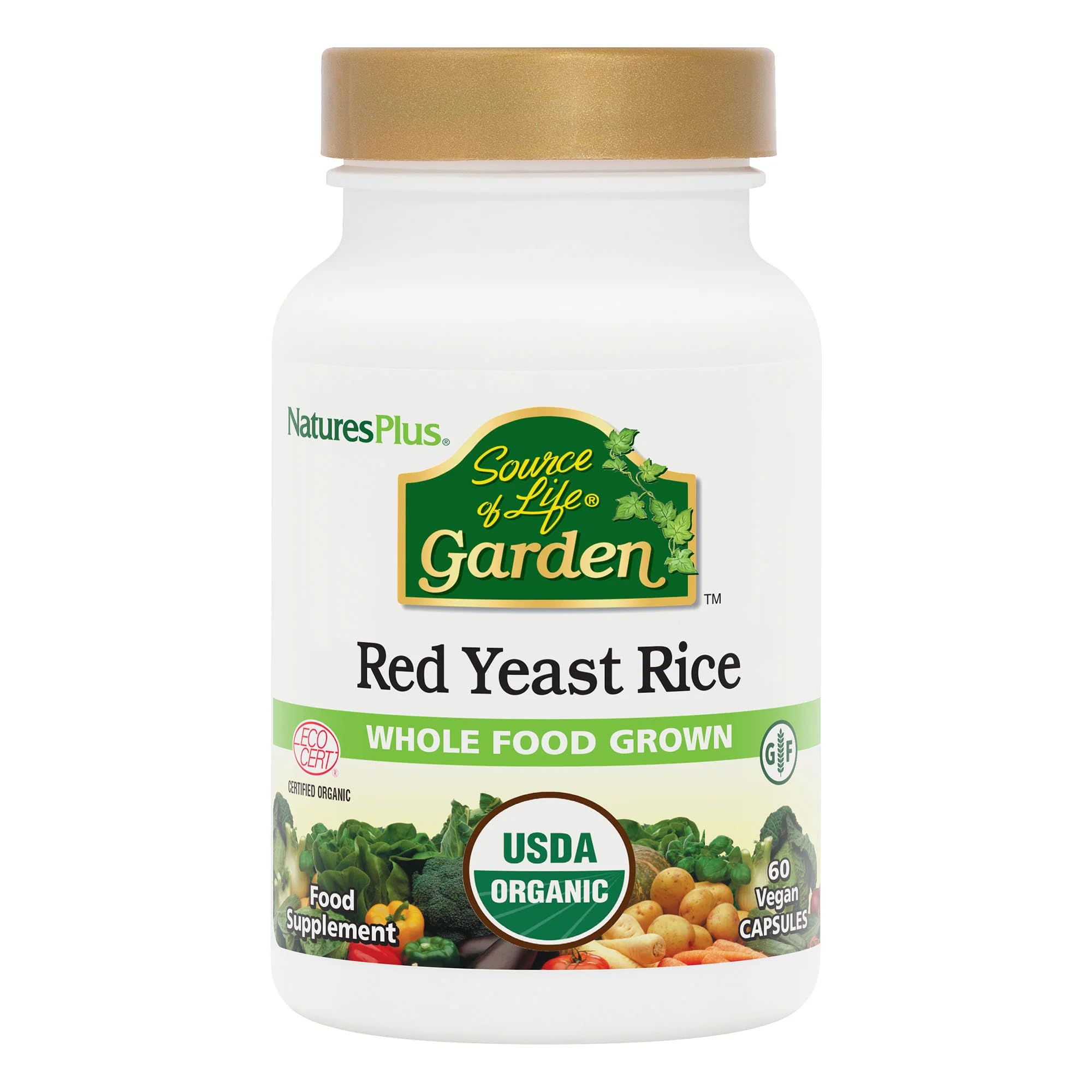 Bottle of Natures Plus Source of Life Garden Red Yeast Rice 600 mg
