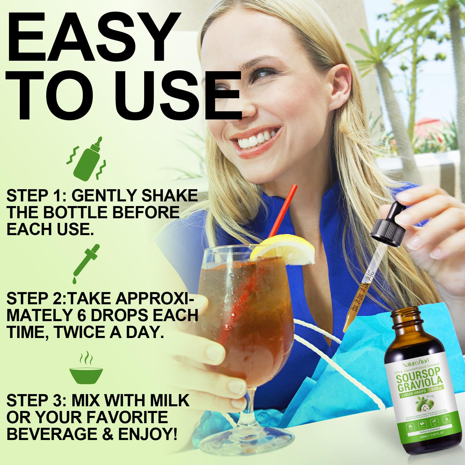 Vegetarian friendly label on Soursop Drops bottle