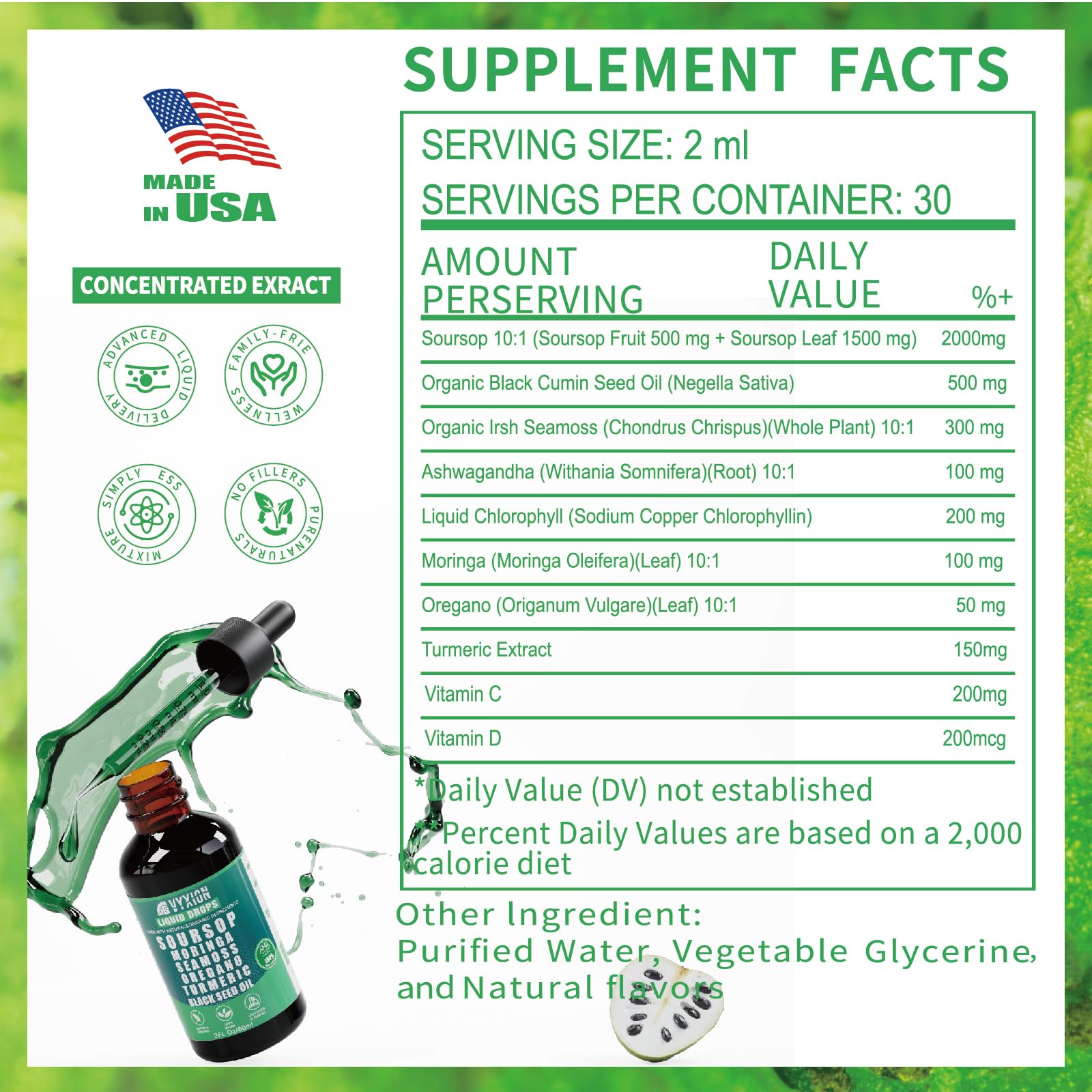 Made in USA organic herbal drops packaging