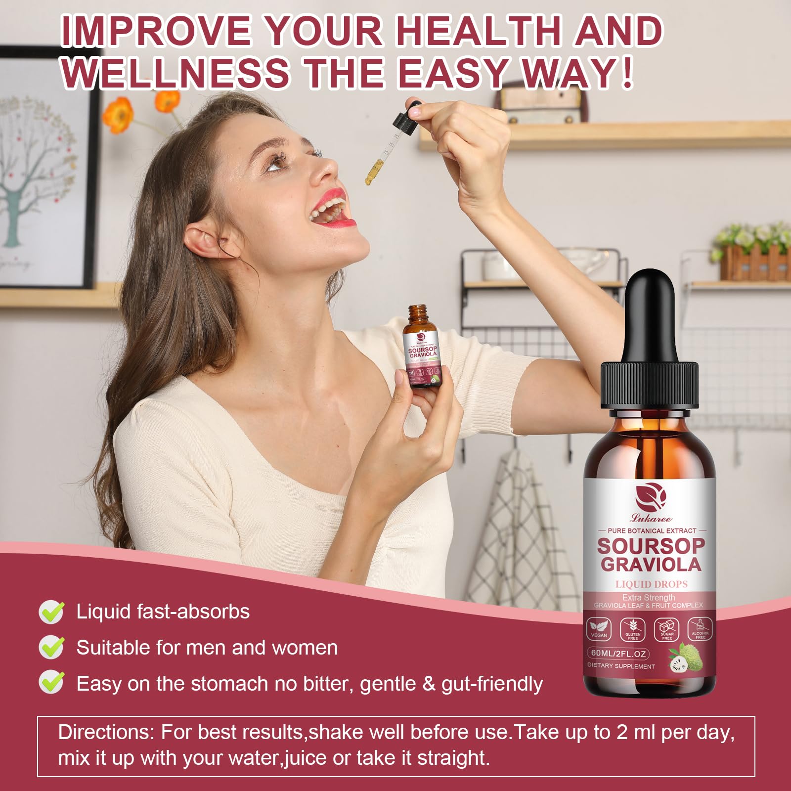 Soursop bottle with dropper and packaging