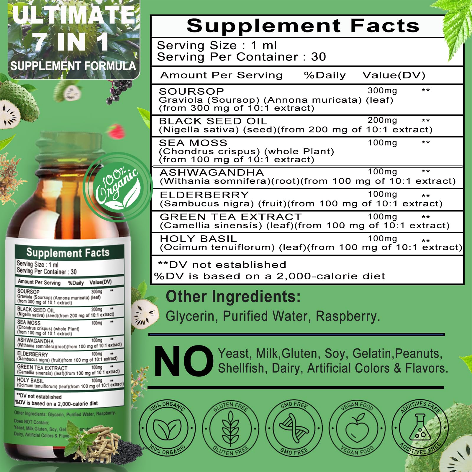 Soursop Drops bottle shows 30 servings