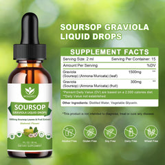 Back view of Soursop Graviola Liquid Drops four-pack
