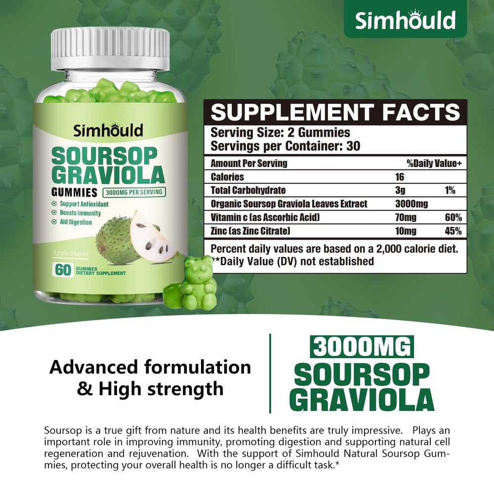 Soursop leaves extract and elderberry ingredients on gummy packaging