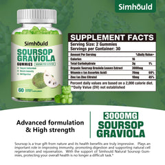 Soursop leaves extract and elderberry ingredients on gummy packaging