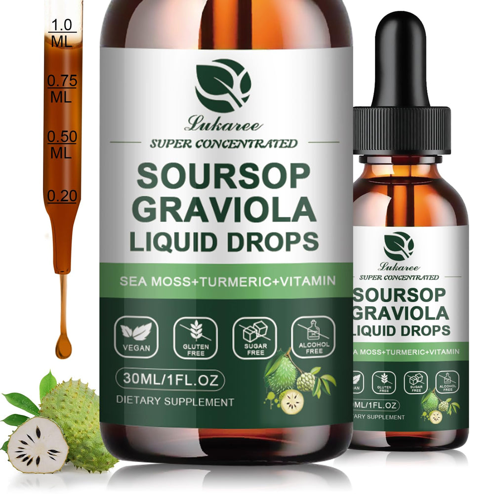 Soursop Graviola leaf extract liquid drops 2-pack bottle