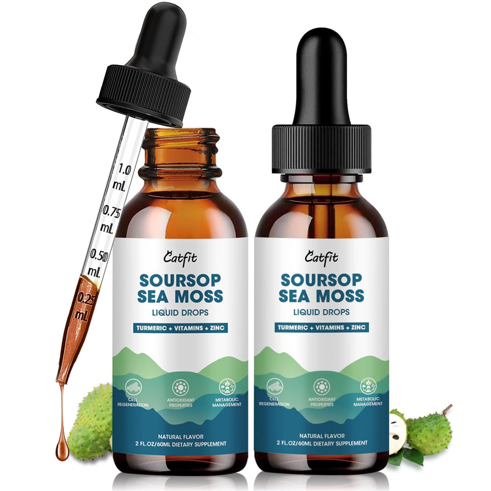 Soursop Graviola Liquid Drop 2-Pack bottles on white background